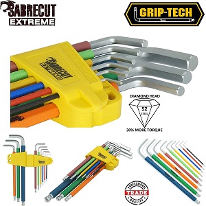 SabreCut 9 Piece SCHEX009S Soft Grip Extra Long Hex