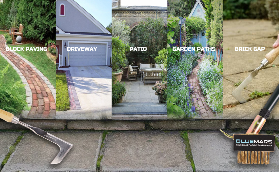easy to clean your garden and sidewalk driveway by use the paving wire brush and garden weeder