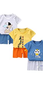 XM-Amigo Baby Boys Boy's 3-Set Short Sleeve Shorts T-Shirts Half Sleeve, Pack of 6 …