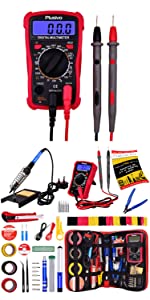 Soldering iron kit with multimeter