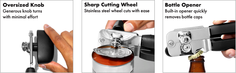 can opener, tin opener, manual can opener