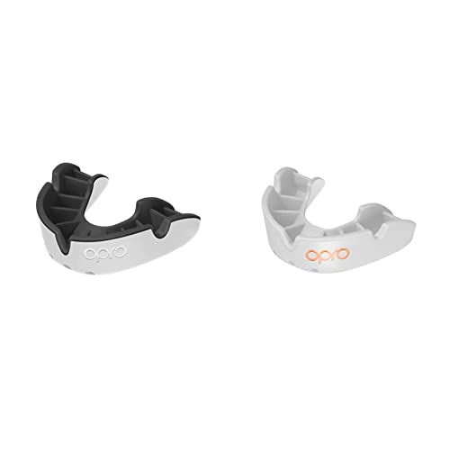 New OPRO Silver Level Adult and Youth Clear Sports Mouthguard with Case (White