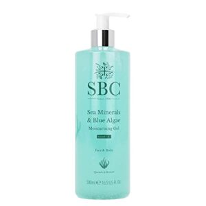 SBC Skincare Sea Minerals & Blue Algae Moisturising Gel - 500ml | Hydrating Face And Body Lotion | Face Moisturiser With Hyaluronic Acid | Vegan Friendly Skincare For Men And Wome