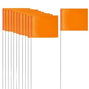 BigTree 50 Pack 3.9"x4.7" Marking Flags with 14.9" Steel Pole Yard Markers Flag for Lawn Fence Landscaping Marking Works Distance Measuring
