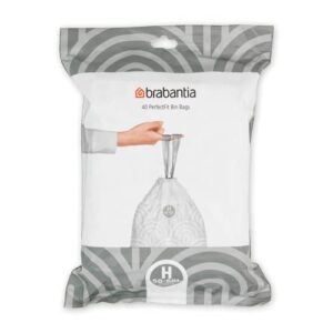 Brabantia 138744 PerfectFit Bin Liners (Size H/50-60 Litre) Thick Plastic Trash Bags with Tie Tape Drawstring Handles (40 Bags)