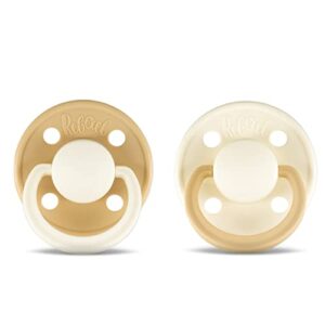 Rebael Fashion Natural Rubber Round Pacifier Size 1 - Baby 0-6M (2-Pack) - DustyPearlyMouse/FrostyPearlyLio