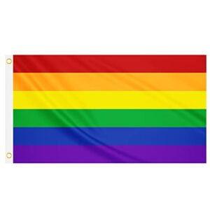 Gay Pride Flags Jsdoin Rainbow LGBTQ Flag Gay Pride Flags 5ft x 3ft Large Rainbow Flags with Brass Eyelets Pride Accessories Gay Pride Banner for Parade Party Celebration Garden Decoratio