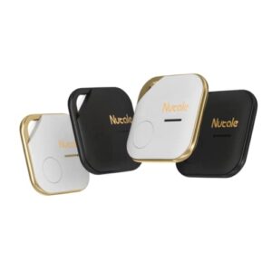 Nutale Key Finder Pro White and Black - 4PCS Bluetooth Smart Key Tracker Tag Item Locator with Lanyard - Independent Battery Compartme