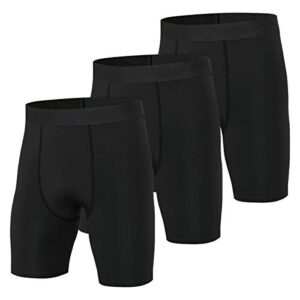 Niksa 3 Pack Mens Compression Shorts Gym Running Sports Underwear Base Layer Shorts Sports Undershorts Quick-Drying Fabric Men’s Workout Shorts with Compression Fi