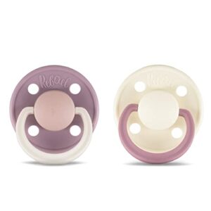 Rebael Fashion Natural Rubber Round Pacifier Size 2 - Baby 6M+ (2-Pack) - MistySoftMouse/FrostyPearlyRhino