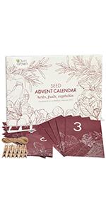 The OwnGrown seed and garden advent calendar with herbs, vegetable and fruit seeds.