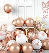 White and Gold Balloons and Butterfly Decorations Kit, 30Pcs Gold Confetti Balloon with Metallic ...