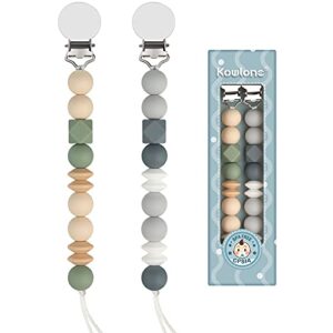 Kowlone Dummy Clips Boys Girls Soother Pacifier Chain Holder for Baby Unisex Newborn Dummies(Grey