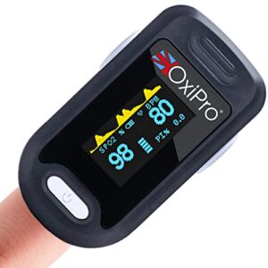 OxiPro 2 - NHS Supplied Pulse Oximeter - CE Approved Blood Oxygen Monitor - Finger Oxygen Saturation Monitor / SATS Monitor SpO2 for Adults and Child - Certified Medical Pulse-Oximete