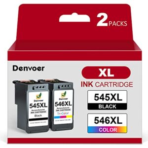 Denvoer PG-545 XL CL-546 XL Replacement for Canon 545 546 Ink Cartridges for Canon TS3451 Ink Cartridges for Canon Pixma TS3350 TS3150 MG2550S MG3050 TR4550 TS3450 TR4551 MG2950 (1 Black