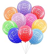 4th Birthday Balloons, 10PC Multicoloured Balloons, 12inch Numbers Printed Latex Party Balloons, ...