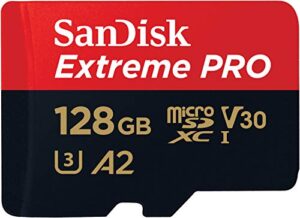 SanDisk Extreme Pro 128GB microSDXC Memory Card + SD Adapter with A2 App Performance + Rescue Pro Deluxe 170MB/s Class 10