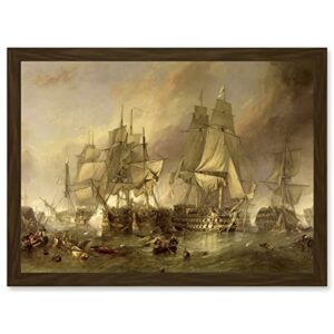 Stanfield Battle Of Trafalgar Painting Naval Battle Artwork Framed A3 Wall Art Pri