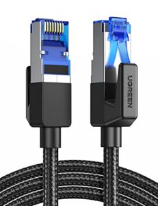 UGREEN CAT 8 Ethernet Cable High-Speed 40Gbps 2000MHz Ethernet Cable Braided RJ45 LAN Gigabit Network F/FTP POE Compatible with Xbox One Switch PS5 PS4 WiFi Extender Router Modem Patch Panel (15M)