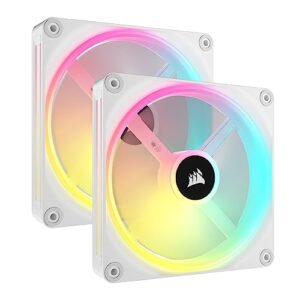 Corsair iCUE LINK QX140 RGB 140mm Magnetic Dome RGB Fans - Double Fan Starter Kit with iCUE LINK System Hub - White