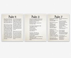 Psalm 91 23 & Psalm 27 Scripture Bible Verse Wall Art