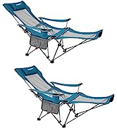 #WEJOY Camping Chairs Set of 2 Folding Recliner Chair Adjustable with Detachable Footrest Cuphold...