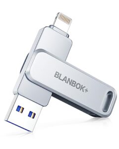 BLANBOK+ MFI Certified Memory Stick for Photos 128G USB Flash Drive for iPhone USB Stick USB Memory Sticks Photo Stick for iPhone/iPad/Android/PC