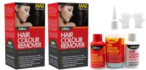 Jobaz Hair Colour Remover (Pack of 2) Max Strength - Gloves and Instructions Included – For Safe and Effective Removal of Undesirable Hair Colou