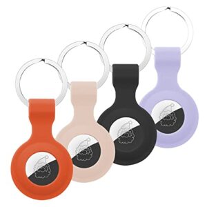 Keyring Case Compatible with Apple Airtag Tracker—4 Pack Holder Protective Silicone Accessories
