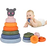 Ainiv Stacking Blocks & Nesting Baby Toys, Educational Soft Squeeze Toys, Teething Chewing Toys, ...