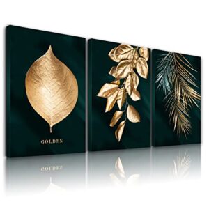 HONEYBABY Canvas Wall Art for Living Room Abstract Framed Wall Art Decor For Kitchen Mid Century Modern Bathroom Wall Decor Paintings Leaves Pictures Artwork Inspirational Wall Art for Home Deco