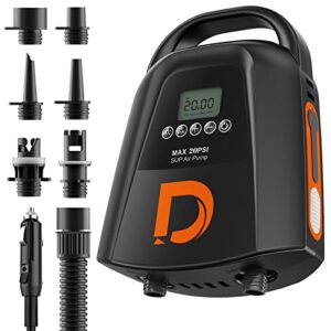 Dskeuzeew Rechargeable Paddle Board Pump - 9000mAh Electric SUP Air Pump 20PSI High Pressure with Dual Stage Inflation