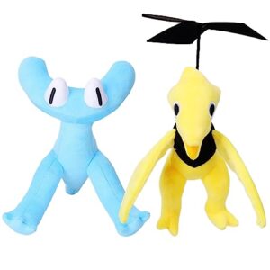 ariel-gxr 2PCS Rainbow Friends Chapter 2 Plush Toys Horror Game Cyan Plush Doll Yellow and Cyan Monster Plush Toy Gift Rainbow-Friends Lookies Plushies for Boys and Girls Game Fans