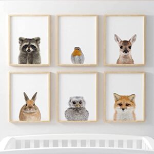 Pompom Prints® Woodland Baby Animal Nursery Bedroom Wall Art Picture Prints