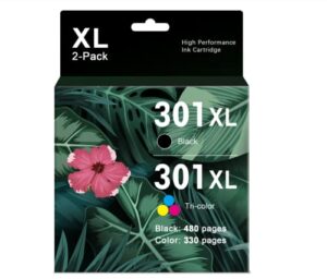 301XL Ink Cartridge Compatible for HP 301 Ink Cartridges Combo Pack Black and Colour Compatible for Envy 4500 4502 4504 4507 5530 5532 Deskjet 1510 1512 2050 2540 3050 3050A 3055A OfficeJet 2620 2622