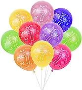 6th Birthday Balloons, 10PC Multicoloured Balloons, 12inch Numbers Printed Latex Party Balloons, ...