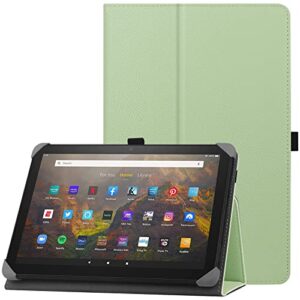 HoYiXi Universal Case for 9-10.1 inch Tablet Fire HD 10 2021/2023 & Fire HD 10 Plus 2021/2023 with Stand Folio and Hand Strap Protective Cover for 9"-10.1" Samsung Lenovo Huawei Tablet - Gree