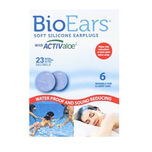 BioEars 41304 Soft Silicone Earplugs with ACTIValoe. Premium silicone. Protection from Water and Noise (6 pairs)
