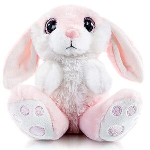 My OLi 8.5" Stuffed Bunny Toy Rabbit Toy Plush Bunny with Floppy Ear Cute Bunny Stuffed Animal Pink Birthday Gifts for Babies Kids Boys Girls