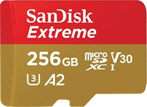 SanDisk Extreme 256 GB microSDXC Memory Card + SD Adapter with A2 App Performance + Rescue Pro Deluxe