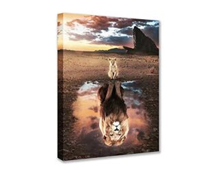 Motivational Wall Art Canvas Animal Poster Big Little Lions Mindset Is Everything Painting Poster Prints Wall Picture for Home Living Room Bedroom Decor Artwork Framed Easy to Hang 12''W x 16''H