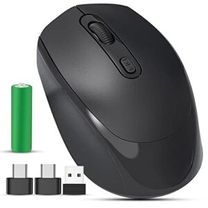 Wireless Mouse for Laptop With 2 USB a to USB C Adapter