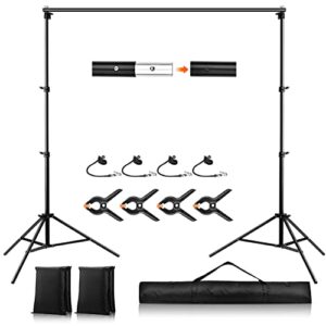 AOPOY 8.5 x 10 ft Photography Studio Backdrop Stand Kit - Adjustable Photo Video Background Stand with Clamps & Clips Backdrop Support System for Party Wedding