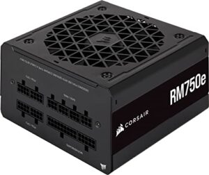 Corsair RM750e (2023) Fully Modular Low-Noise ATX Power Supply - ATX 3.0 & PCIe 5.0 Compliant - 105°C-Rated Capacitors - 80 PLUS Gold Efficiency - Modern Standby Support - Black