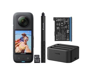 Insta360 X3 360 Degree Action Camera SHOOT-MORE Kit inc: Invisible Selfie Stick + Extra Battery + Fast Charge Hub + 256GB