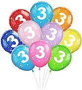2nd Birthday Balloons, 10PC Multicoloured Balloons, 12inch Numbers Printed Latex Party Balloons, ...