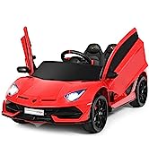 GYMAX Kids Ride on Car, 12V Battery Powered Compatible Bugatti Toy Car with Remote Control, Music...