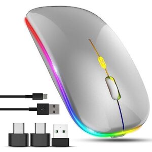 Wireless Mouse for Laptop With 2 USB A to USB C Adapter