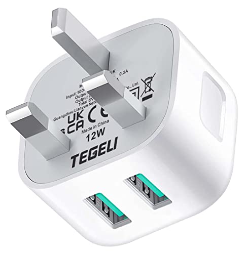 USB Plug Charger UK Dual Port USB Wall Plug Adaptor UK for iPhone Plug 2 Way 3 Pin USB Wall Plug with Smart IC Fast Charging Charge for iPhone 12 11 10 XS Max XR X 8 7 6 5