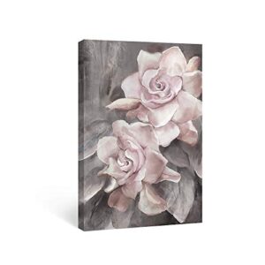 SUMGAR Pink Grey Wall Art Rose Flowers Blush Pictures Dusty Pink Canvas Print Floral Painting Gray Modern Romantic Artwork Home Decor for Women Girl Bedroom Bathroom Living Room 40x60cm